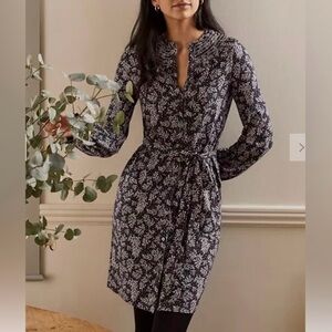 Boden Black and White Long Sleeve Dress